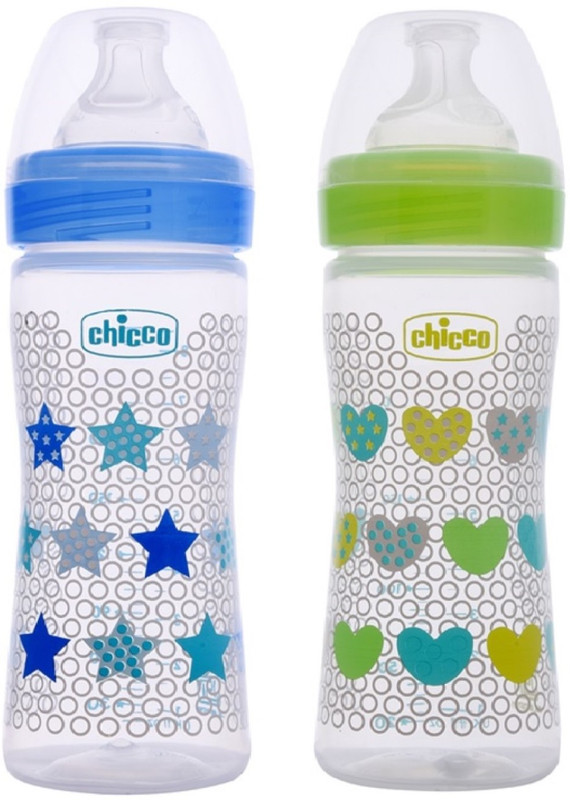Chicco Well Being Bipack Physio Feeding Bottle Blue & Green - 250 ml(Blue, Green)