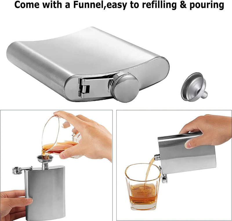 Triangle Ant Stainless Steel Silver Hip Flask, 7 Oz (230 ml) Drinks Pocket Bottle Set for Men & Women Stainless Steel Hip Flask(230 ml)