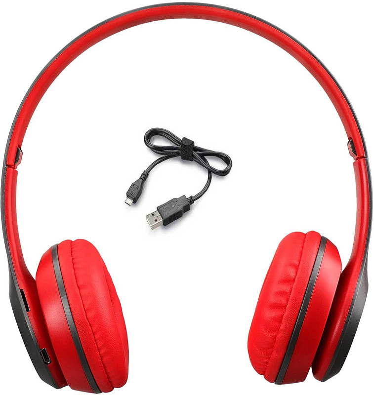 TABARET Mp3 Audioplayer Extra Bass Headphone P-47 Bluetooth Bluetooth(Red, On the Ear)