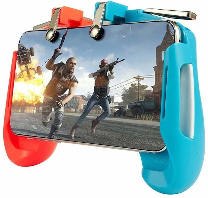 Viraan combo pack of AK16 PUBG Trigger Controller Game for Android, L1R1 Fire and Aim Button PUBG Trigger Shooter Joystick Gamepad with 2 pair finger sleeves(AK16 GAMEPAD, 2 PAIR FINGER SLEEVES)  Gaming Accessory Kit(Red&Blue, For Android, iOS)