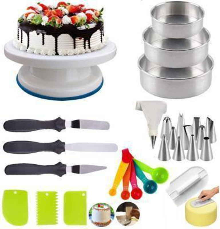 Kosh 3 Pc Spring form, 6 Pc Multicolor Spoon, 1 Brush & SPatula,Nozzle Set & 1 Palette Knife Kitchen Tool Set(Baking Tools)
