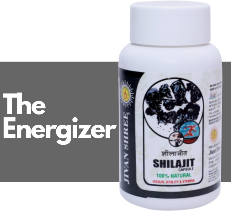 JIVAN SHREE Pure Himalayan Raw Shilajit | Purified Shilajeet with Antifatigue Resin 100% Ayurvedic Capsules for Power Energy Strength and Stamina for Men & Women - 60 cap(60 Capsules)
