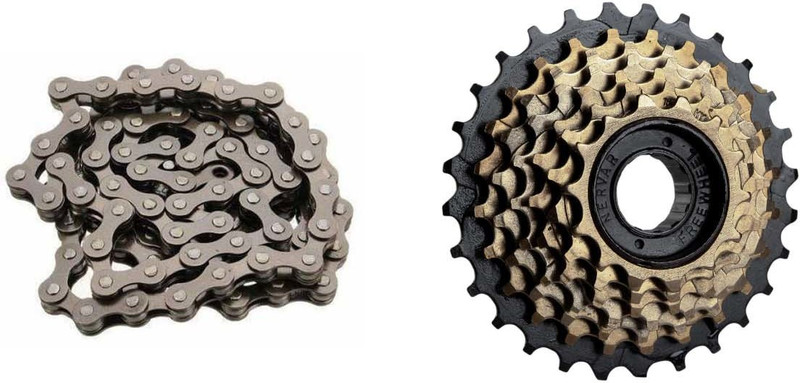 2fortheroad 70055 Bicycle Cycle 7S Freewheel 7 Speed Mountain MTB 14-28 Teeth + 7S Chain 116 Link Alloy Steel 7 Speed Bike Cassette(7 Speed)