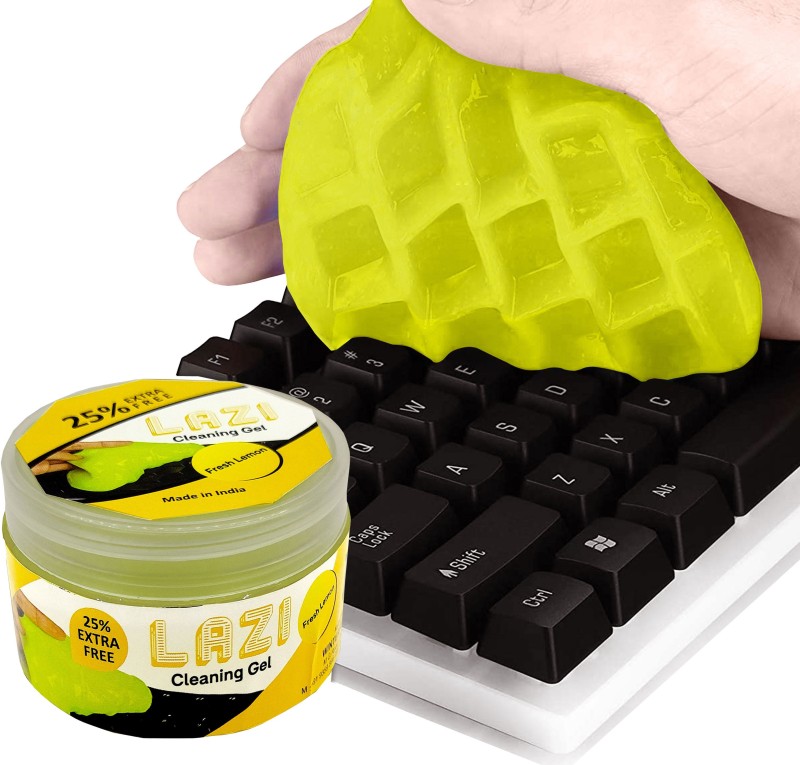 LAZI Lemon Scented Multipurpose Computer PC Laptop Keyboard Remote Dust Cleaning Cleaner Kit Slime Gel Jelly for Keyboard Computer Mobile Remote Car Interior Ac Vent Dashboard Electronics Gadgets Dust cleaning cleaner gel for Computers, Laptops, Mobiles, Gaming(Keyboard Cleaning Gel)