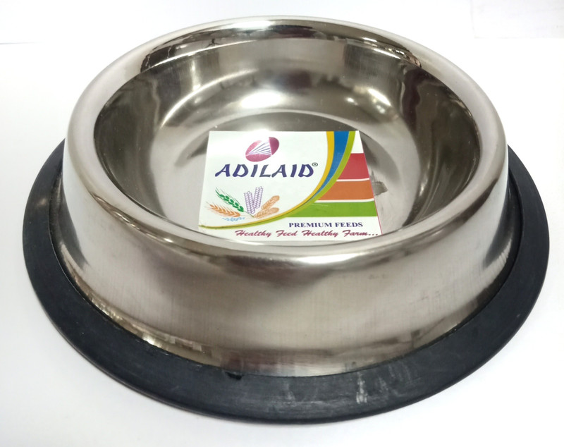 ADILAID Cat Feeding Bowl Small 225 ml Round Sahpe Steel Pet Bowl(225 ml Steel, Black)