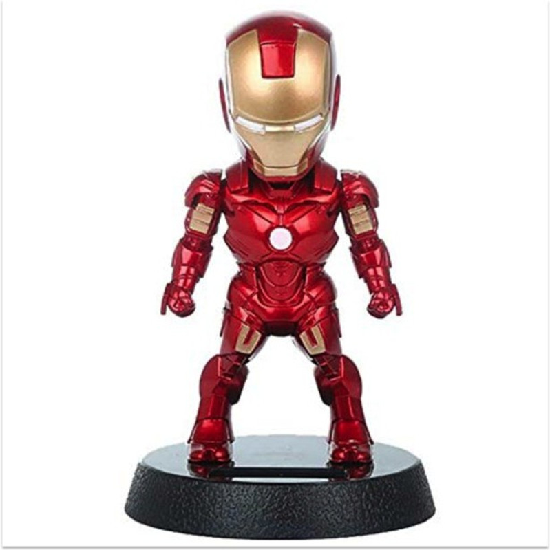 Daiyamondo Iron Man PVC Solar Bobble head In Standing Position Avenger Red Iron Man(Red)