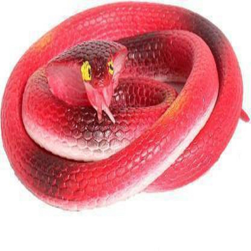 BBS DEAL Pack of-1pcs Realistic Rubber Snake Toy, Rubber Snakes to Keep Birds Away, Fake Red and Black Snake for Garden Props to Scare Squirrels, Scary Gag Lifelike Snakes Pranks Toys snack Gag Toy(Red, Black)