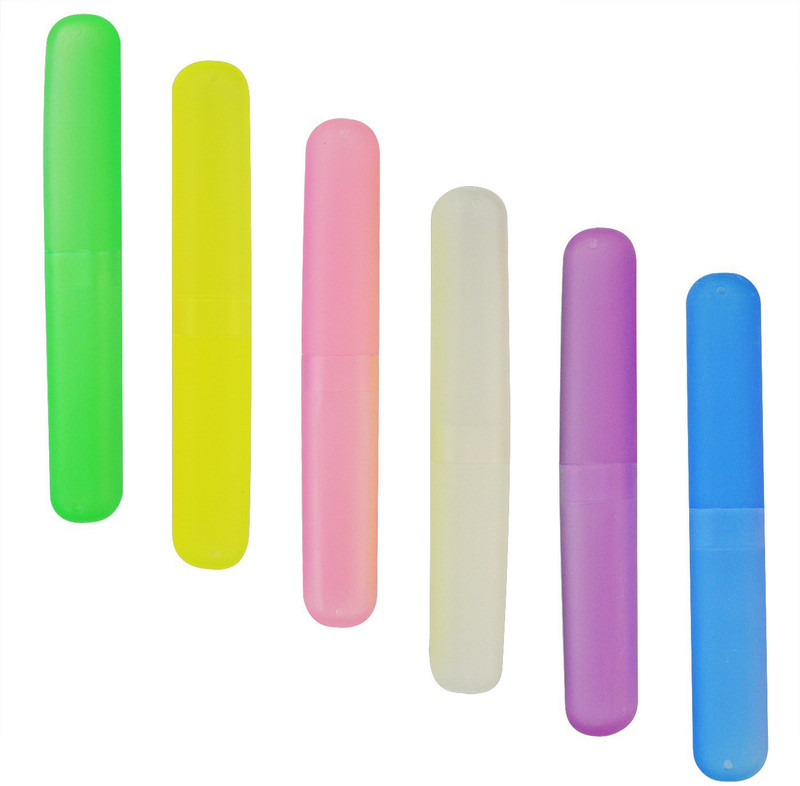 Skylight 6 Packs Travel Toothbrush Case Plastic Container Portable Toothbrush Holder for Home , Travel & Camping Toothbrush Case