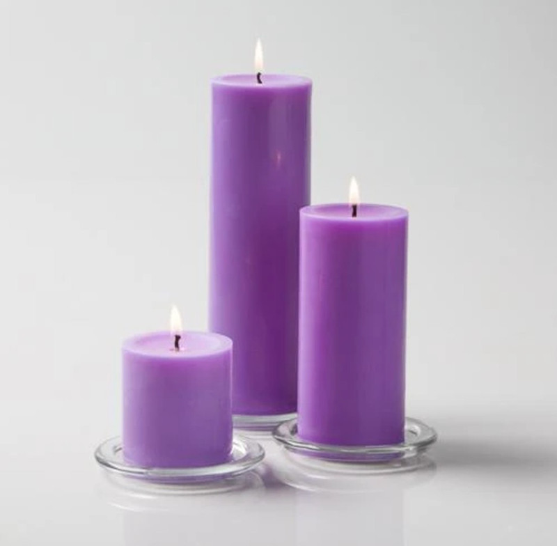 SAPI’S Smooth Scented Pillar Candle Pack of 3 with 75 Hours Burn Time Candle  (Purple, Pack of 3)