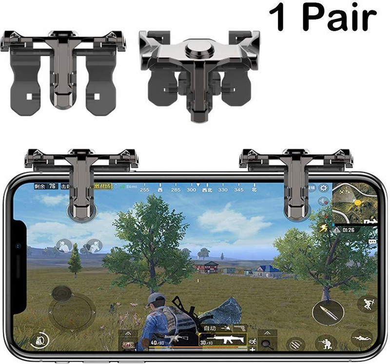 Kingdom ™ 1 Pair Heavy metal Black Metal Body L1 R1 PUBG Mobile Game Controller Trigger | L1 R1 Sensitive Shoot And Aim PUBG Games Call Of Duty And Free Fire Games Triggers/Controller Joystick |Play Smoothly With This Trigger Compatible All Shooting Games  Gaming Accessory Kit(Black Metal, For Andro
