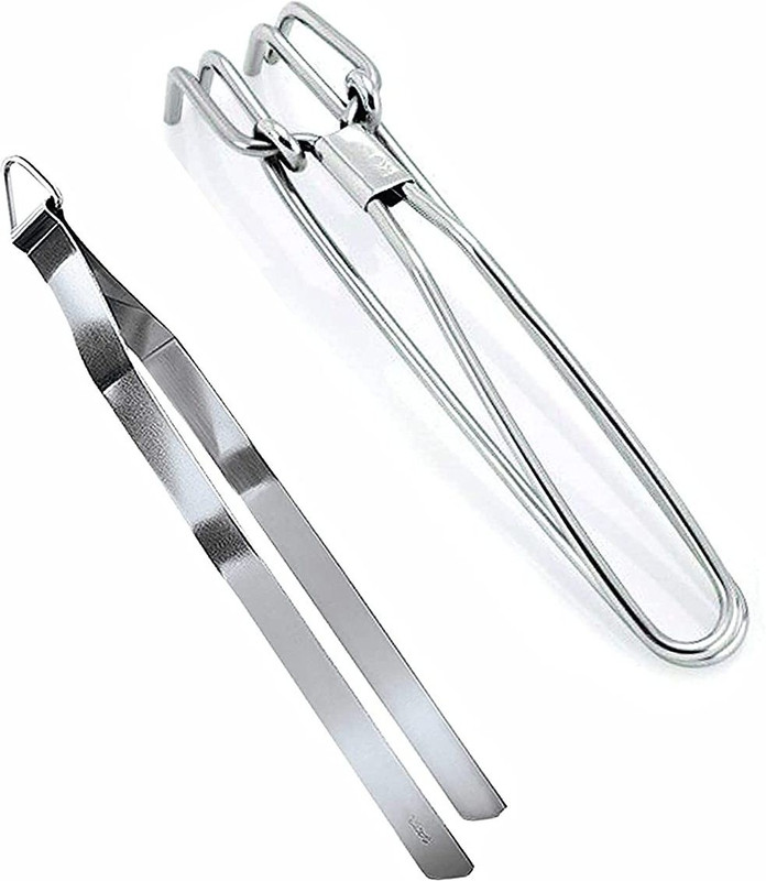 TIARA TGPC-AMZ-02 Glare 2Pc Stainless Steel Wire Lifter and Chimta Tong 23 cm, 22 cm Utility, Roasting Tong Set(Pack of 2)