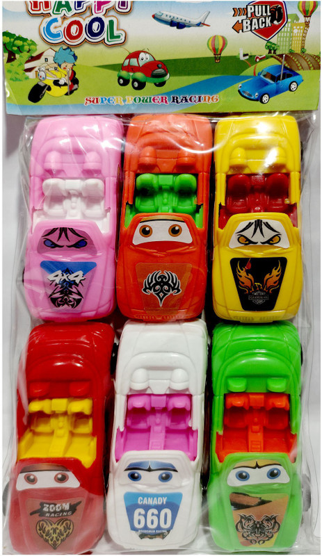 ANANYA CREATIONS Fun Car Set Pull Push Forward/ Backward Toys For Kid's Pack Of 6 Full functions forward /backward/ stop Gift Type Toys For Girl's & Boy (Multi Color)(Multicolor, Pack of: 6)