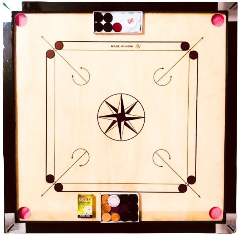 AARAV SPORTS Carrom Board Large Size with Glossy Finish Premium Product 3.17 cm Carrom Board(Black, Beige)