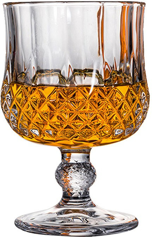 happy penguin (Pack of 2) Diamonds Cut wine Glass , Clear Glass Set Wine Glass(200 ml, Glass, Clear)