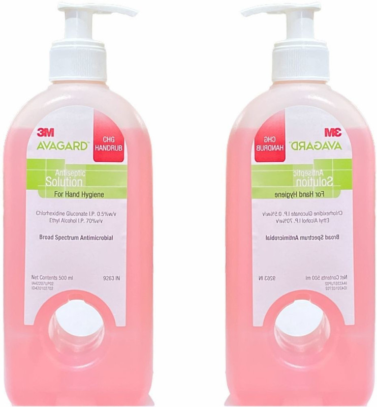 3M Avagard CHG Handrub with Dispenser Pump (500 ml) Ethyl IP 70% v/v Hand Rub Pump Dispenser(2 x 500 ml)
