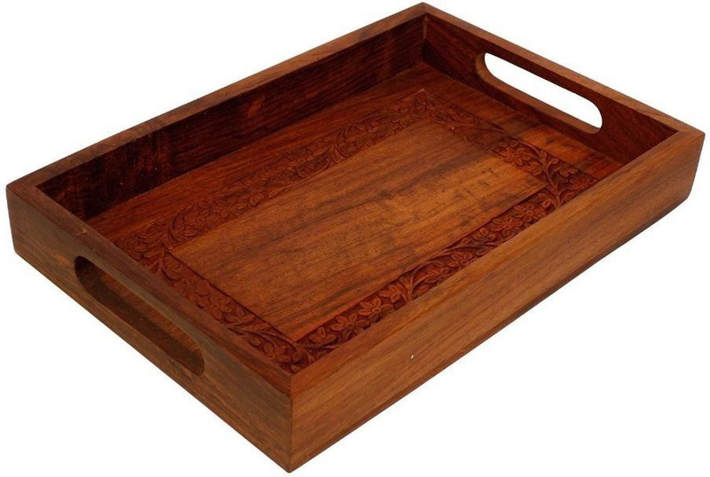 DECORICA ENTERPRISES Wooden Serving Tray Cart Tray Serving Set(Pack of 1)