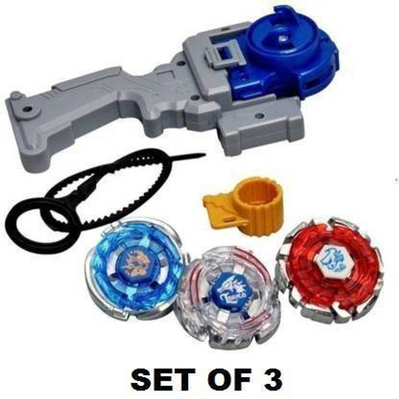 AKANSHA 4D Metal Beyblade Set| Beyblade set of 3| Spinning tops| Beyblade launcher handle 3 in 1(Multicolor)