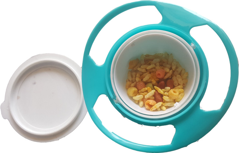 kudarat Baby Spin Proof Bowl Revolving 360 Degree baby Lunch Box for Kid  - plasitc(blue , white)