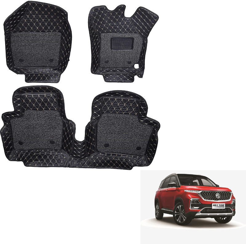 MOCKHE Leatherite 7D Mat For MG Hector Plus(Black)