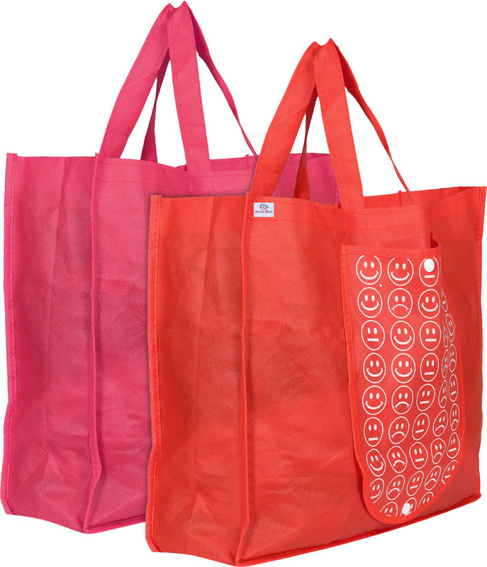 Heart Home Pack of 4 Grocery Bags(Red, Yellow)