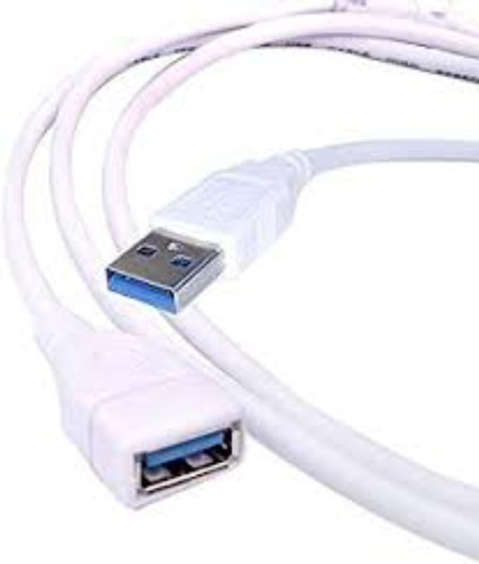 TERABYTE TV-out Cable USB Extension cable 5MTR USB to USB 3.0 Data Transfer Cord Male to Female USB Cable (compatible with Computer, Laptop, TV, DVD Players). (White)(White, For Computer)