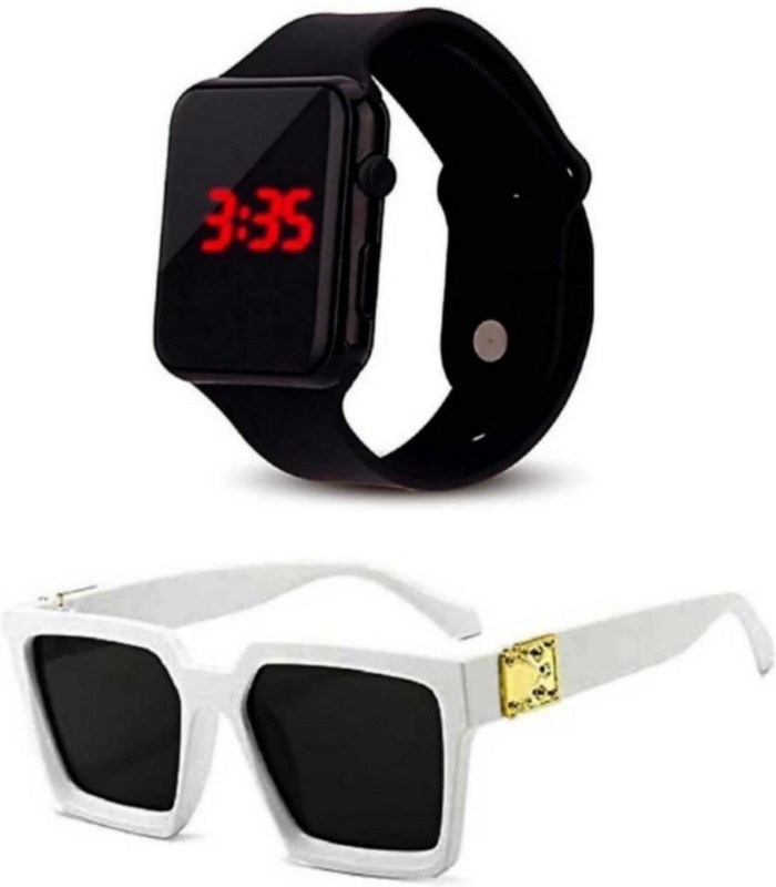 zendro Watch & Sunglass Combo(Black, White)