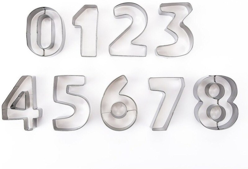 JAMBOREE 9pcs Alphabet Numbers Shape Cookie Cutters Baking Fondant Biscuit Cutter Mold Stainless Steel Cake Letter Decoration Tool Cookie Cutter(Pack of 9)