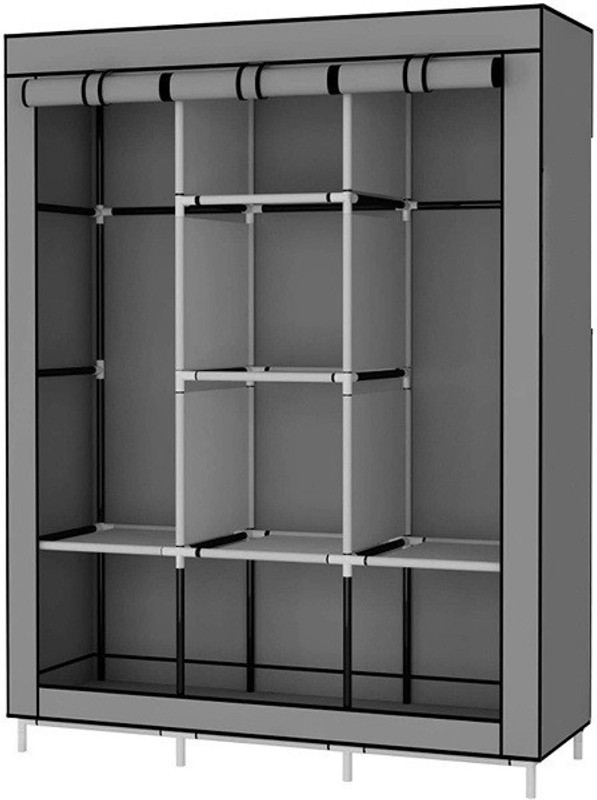FurniGully 6+ 2 Shelves Collapsible Wardrobe PP Collapsible Wardrobe(Finish Color - Grey, DIY(Do-It-Yourself)) - 80% off at DetectaDeal