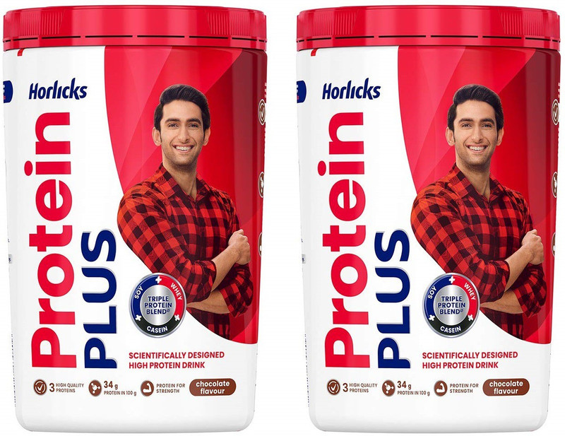HORLICKS Protein Plus Chocolate Flavour 400 Gram Jar Pack of 2(2 x 400 g)