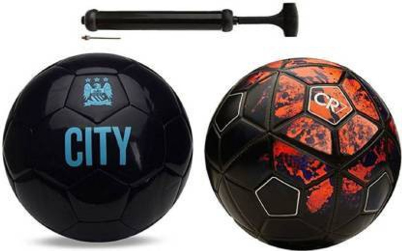 RAHICO CLUB COMBO CITY + CR-7 FOOTBALL WITH AIR PUMP Football - Size: 5(Standard, Pack of 2, Multicolor)