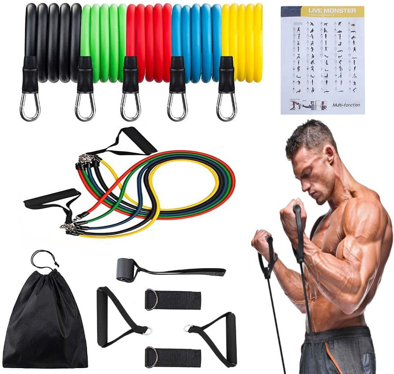 vridhaandecor Complete Resistance Bands Set for Exercise, Stretching and Workout Toning Tube Kit Resistance Tube(Multicolor)