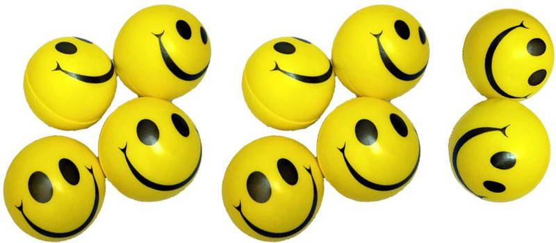 Balaji International Stress Reliever Cute Funny Emoji Smiley Ball [Pack of 10] - 6 cm (Yellow, Black)  - 6 cm(Yellow)
