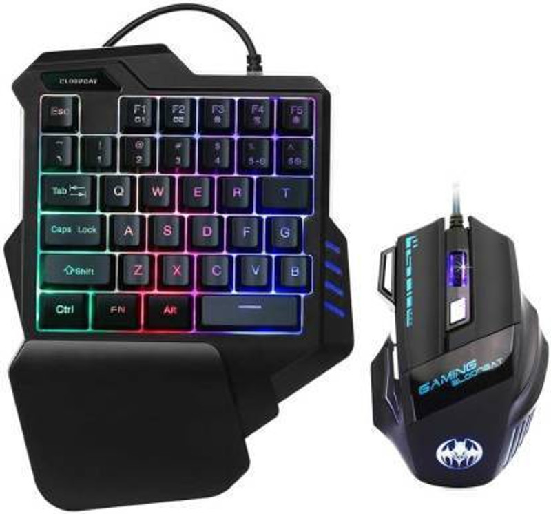 Sanctuary One Handed Gaming Keyboard 35 Keys Portable Mini Gaming Keypad Ergonomic Game Controller for PC PS4 Gamer Wired USB Gaming Keyboard Combo Combo Set Combo Set Designed for Gaming(Black)
