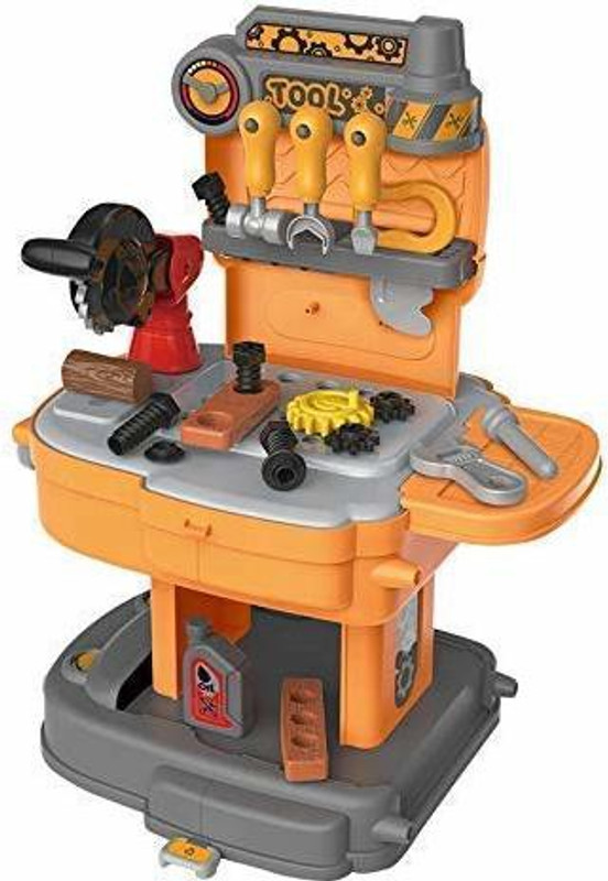 KRISHI TRADEBOOK 31 Pcs Pretend Play Portable Suitcase Shape ,Engineering Tool Set Toy for Kids Engineer Tools Bag with Light and Accessories for Kids