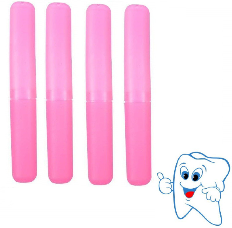 Skylight 4 Pink Hygienic Toothbrush Cover (Set of 4) | Ideal For Home & Travel Toothbrush Case