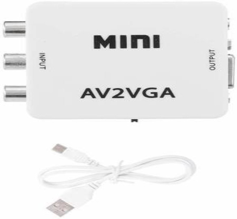 TERABYTE  TV-out Cable Mini AV to VGA Converter Box Audio Video to VGA Converter, Setup Box connect to VGA LED Monitors.Support Setup Box, Computer, Desktop, Laptop, LED, LCD, Monitor. (White)(White, For Computer)