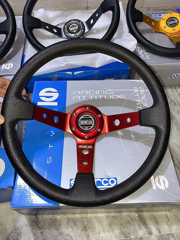 LAVITRA SPARCO 14inch Universal Steering Wheel for Sports Car Look Rally Race Off Road with Free HUB Vehicle Steering Wheel For Cars