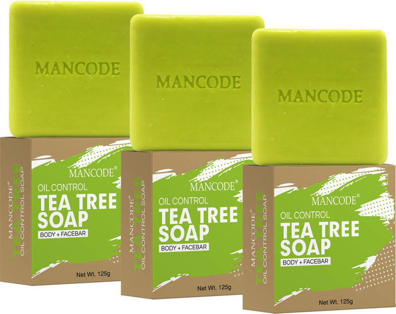 MANCODE Oil Control Tea Tree soap, 125gm each, PACK OF 3(3 x 125 g)