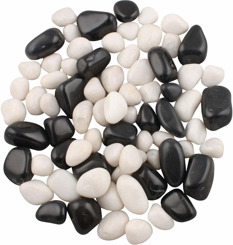 ERCOLE Decorative Small Size Polished Marble Stone Pebbles For Plant Pots Vase Fillers Aquarium Home Decor Garden Decoration Polished, Regular Round, Oval Marble Pebbles(White 500 g)