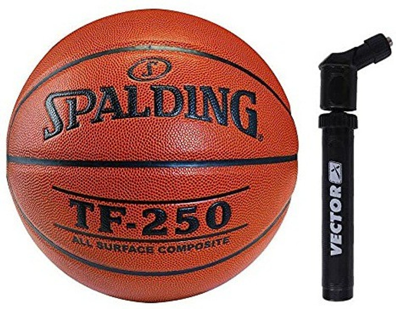 SPALDING Basketball TF-250 Professional Basketball With Pump Basketball Combo Basketball - Size: 6(Kids, Pack of 1)
