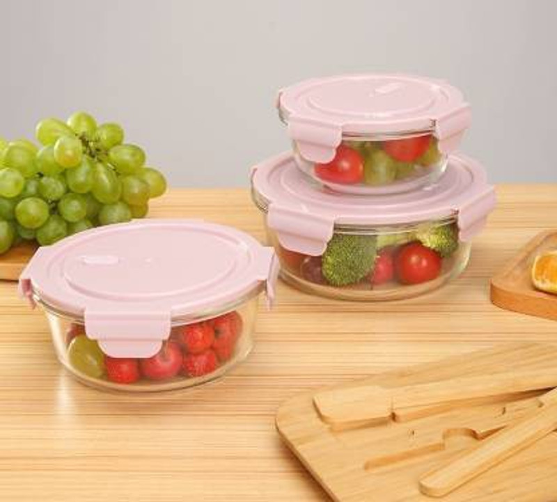 GOOD TO GREAT CREATION Glass Storage Bowl(Pack of 3, Multicolor)