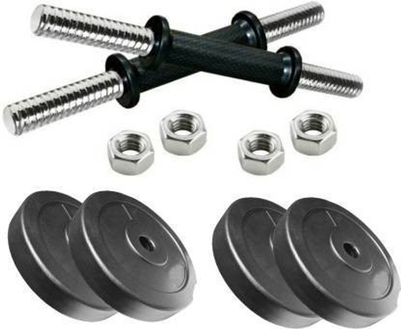 BMS Sports 4 PVC Weight Plates * 1kg + 2 Solid Dumbbell Rods Adjustable Dumbbell(4 kg)