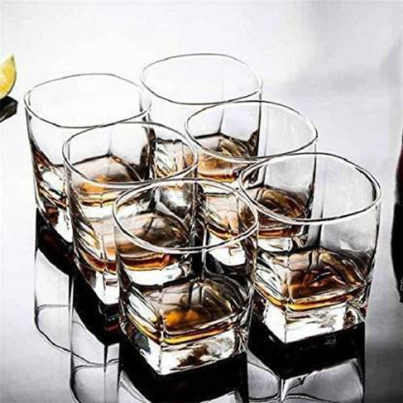 XYPHER (Pack of 6) Crystal Whisky and juice glass for Scotch, bourbon. Gin, Water Glass Set Whisky Glass(290 ml, Glass, Clear)