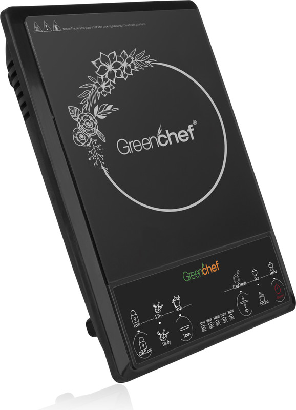 Greenchef 2000 W Induction Cooktop Push Button(Black, Maxo Induction 2000W + 250IB Tawa)