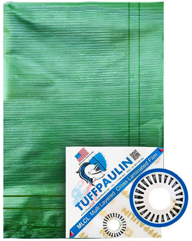 TUFFPAULIN 10FTX8FT-120GSM-GREEN Tarpaulin Tent - For Truck body, Car, Bike and Train Wagon Cover, Grain Covers(Green)