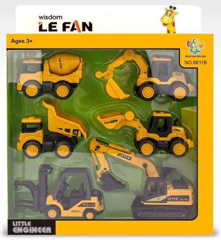 Quasar Unbreakable Pull Back Engineering Construction Building Vehicles Pretend Play Learning Toy Trucks Play Set Crawling Toys for Kids & Children, Power Friction Cars for 3+ Years Old Boys | Girls (6 in 1 Construction)(Yellow, Black, Pack of: 6)