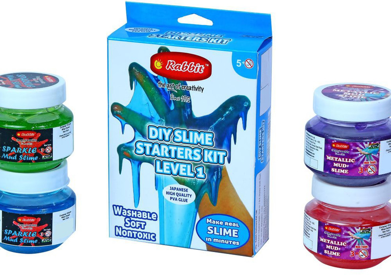Rabbit Sparkle+ Metallic + Crystal + Neon Mud Slime 100gms each Combo|Colorful Slime for Kids|Slime for Kids|Slime|Child Safe Slime|Play Slime for Kids|Play Slime Set|Slime for Girls|Fun with Slime|Combo includes 4 colorful play slime for Kids Boys Girls|Slime Party|For age 3+| Multicolor Putty Toy