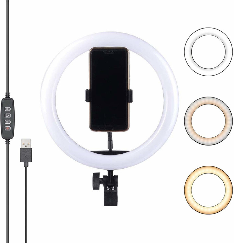 TECHEL 35 _ RT-PRO-HEAD_ LED Ring Light with Phone Holder, Round Light for Youtube Video Shooting, Tik Tok, Photography, Insta Reels Recording Circle Lights with Phone Stand, 3 Colors and 10 Brightness Level Control (10 Inch) Ring Flash(Multicolor)