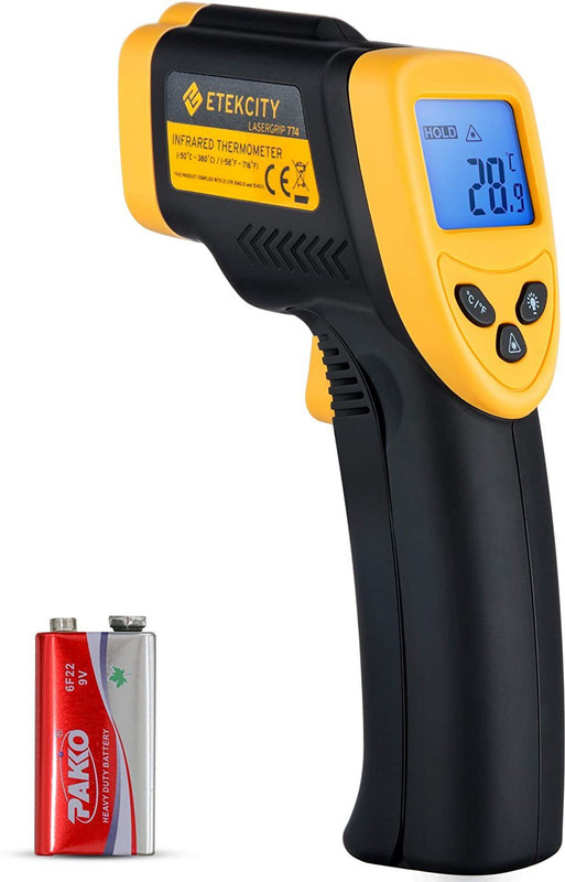 Etekcity Infrared Thermometer 774 (Not for Human) Temperature Gun Non-Contact Digital Laser Thermometer-58?~ 716? (-50? ~ 380?), Standard Size, Black Touch Free Kitchen Thermometer