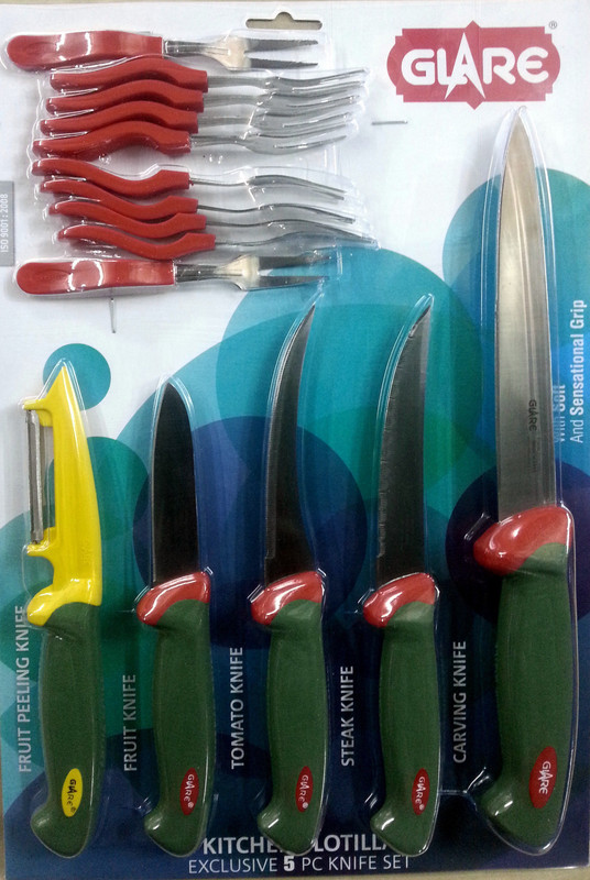 Glare GA117 red forks Kitchen Tool Set(Red, Green, Knife, Peeler)